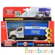 Машина металл ГАЗ Газон Next полиция кунг 14,5см, открыв.двери, инерц. в кор. Технопарк в кор.2*24шт | фото №0