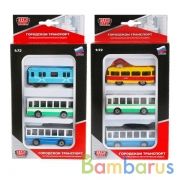 Модели металл Набор из 3-х моделей городской транспорт 8см в русс. кор. Технопарк в кор.2*24наб | фото №0