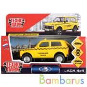 ТМ Технопарк. Машина металл "LADA 4x4 ТАКСИ" 12см, открыв. двери, инерц. в кор. в кор.2*36шт | фото №0