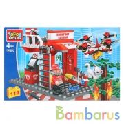 Конструктор "Город мастеров" пожарная база+дрон, с фигурками, 119дет. в русс. кор. в кор.2*18шт | фото №0