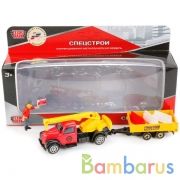 Модель "Технопарк" металл. СТРОЙКА С ПРИЦЕПОМ 16см, подв. элем, в ассорт. в русс. кор. в кор.2*48шт | фото №0