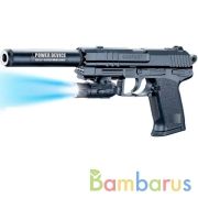 Пистолет с глушителем, с фонариком SP3866-B+ в пак. в кор.2*48шт | фото №0