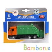 Машина металл KAMAZ МУСОРОВОЗ, 12 см, двери, подвиж.дет., инерц., кор. Технопарк в кор.2*24шт | фото №0