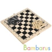 ШАХМАТЫ "ИГРАЕМ ВМЕСТЕ" ДЕРЕВЯННЫЕ С ПЛАСТ. ФИГУРКАМИ, 3-В-1 В КОР. в кор.144шт | фото №0