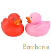 НАБОР ИЗ 2-Х ИГРУШЕК ДЛЯ КУПАНИЯ "ИГРАЕМ ВМЕСТЕ" ТЕРМО УТОЧКИ, РОЗОВАЯ И КРАСНАЯ В СЕТКЕ в кор.50наб | фото №0