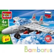 Конструктор ИСТРЕБИТЕЛЬ, 64 дет. Город мастеров в кор.80шт | фото №0