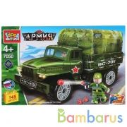 УРАЛ конструктор "Город мастеров" армия: урал с тентом, 145дет. в русс. кор. в кор.2*18шт | фото №0