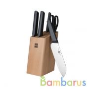 Набор ножей Xiaomi HuoHou Fire Kitchen Steel Knife Set с подставкой (6 предметов) HU0057 | фото №0