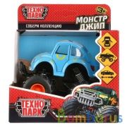 Машина металл "МОНСТР ДЖИП" 11,5см, синий откр двер, рессоры, инерц, в кор. Технопарк в кор.2*36шт | фото №0