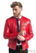 Кожаная красная мужская куртка  | фото №0