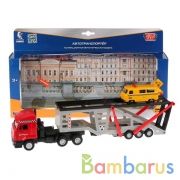 Машина металл Камаз автовоз 33см, свет+звук, откр. двери, инерц+машинка 7,5см Технопарк в кор.2*12шт | фото №0