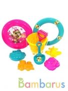 ИГРУШКА НАБОР ЛЕТНИЙ №4 ПИЛУ (ВЕДРО+СОВОК+ГРАБЛИ+ФРИСБИ+КОЛЬЦО+4ФОРМОЧКИ) ЛИЦ. 44 КОТЕНКА в кор.8шт | фото №0