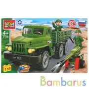 Конструктор "Город мастеров" армия: урал с пушкой, с фигурками, 159дет. в русс. кор. в кор.2*18шт | фото №0