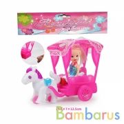 Заводная игрушка лошадка с каретой и куклой, с аксесс. в пак. в кор.120шт | фото №0