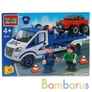 ГАЗ конструктор полицейская газель эвакуатор, с фигурками, 86дет. в кор "Город мастеров" в кор2*40шт | фото №0