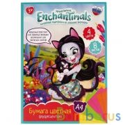 Бумага цветная ЭНЧЕНТИМАЛС флуоресцентная, 8л, 4цв, а4 Умка в кор.30шт | фото №0