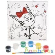 Набор д/тв-ва Три Кота холст для росписи 15*15 карамелька, с глиттером MultiArt в кор.48шт | фото №0