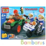 Конструктор "Город мастеров" полицейская погоня на мотоцикле, с фигурками, 112дет в кор в кор.2*40шт | фото №0