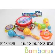 Набор музык. инструментов (барабан, маракасы, бубен, саксофон) в пак. в кор.2*30шт | фото №0