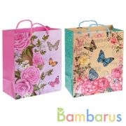 ПАКЕТ ПОДАРОЧНЫЙ "ИГРАЕМ ВМЕСТЕ" ЦВЕТЫ И БАБОЧКИ. 26Х32Х14СМ, ГЛЯНЦЕВЫЙ В ПАК. УП-12ШТ в кор.6уп | фото №0