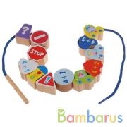 Игрушка деревянная "Буратино", бусы на шнуровке в пак. (русс. уп.) в кор.200шт | фото №0