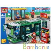 Конструктор "Город мастеров" автобус с остановкой, с фигурками, 342дет. в русс. кор. в кор.2*8шт | фото №0