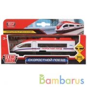 Машина металл скоростной поезд 15см. открыв. дверь, инерц. в русс. кор. Технопарк в кор.2*24шт | фото №0