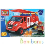 ГАЗ конструктор пожарная газель, с фигуркой, 100дет. в кор. "Город мастеров" в кор.2*40шт | фото №0