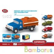 МАШИНА МЕТАЛЛ. ИНЕРЦ. ГРУЗОВИК БЕНЗОВОЗ, ОТКРЫВ. ЛЮК В РУСС. КОР. 16*6*8СМ в кор.3*32шт | фото №0