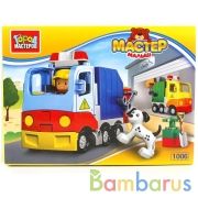 КОНСТРУКТОР "ГОРОД МАСТЕРОВ" БОЛЬШИЕ КУБИКИ: МУСОРОВОЗ, С ФИГУРКОЙ В РУСС. КОР. в кор.36шт | фото №0