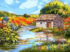 РИСОВАНИЕ ПО НОМЕРАМ НА ХОЛСТЕ, ЖИВОПИСНАЯ РЕЧКА, РАЗМЕР 40*50 в кор.22шт | фото №0