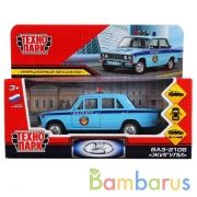 Машина металл "ваз-2106 жигули милиция" 12см, инерц., голубой в кор. Технопарк в кор.2*36шт | фото №0