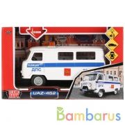 МАШИНА "ТЕХНОПАРК" ПЛАСТ. УАЗ 452 ПОЛИЦИЯ ДПС, СВЕТ+ЗВУК, ОТКРЫВ. ДВЕРИ В РУСС. КОР. в кор.2*12шт | фото №0