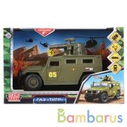 МАШИНА "ТЕХНОПАРК" ГАЗ ТИГР, СВЕТ+ЗВУК, ОТКРЫВ. ДВЕРИ И КАПОТ В РУСС. КОР. в кор.2*12шт | фото №0