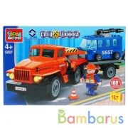 Конструктор "Город мастеров" урал перевозчик с троллейбусом, 187дет. в русс. кор. в кор.2*18шт | фото №0