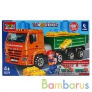 Конструктор "Город мастеров" камаз бортовой с инерцией, с фигуркой, 98дет. в русс. кор. в кор.2*18шт | фото №0