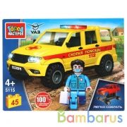 UAZ конструктор uaz patriot СКОРАЯ ПОМОЩЬ, 45 дет. (легко собрать) Город мастеров в кор.80шт | фото №0