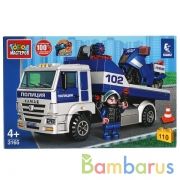 KAMAZ конструктор камаз: ПОЛИЦЕЙСКИЙ ЭВАКУАТОР с мотоциклом, 110 дет. Город мастеров в кор.2*18шт | фото №0