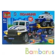 Конструктор "Город мастеров" полицейский урал перевозчик с джипом, 180дет. в русс. кор. в кор.2*18шт | фото №0