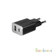 Сетевое зарядное устройство Deppa USB Type-C + USB A, QC 3.0, Power Delivery, 18Вт (Черный) | фото №0