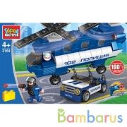 Конструктор ПОЛИЦЕЙСКИЙ ВЕРТОЛЕТ перевозит машину, 206 дет. Город мастеров в кор.36шт | фото №0