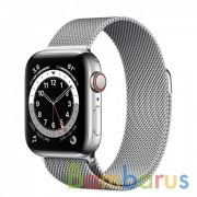 Часы Apple Watch Series 6 GPS + Cellular 40 мм, корпус нержавеющая сталь серебро, миланский сетчатый браслет серебристый | фото №0