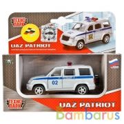 МАШИНА "ТЕХНОПАРК" МЕТАЛЛ. ИНЕРЦ. УАЗ ПАТРИОТ ПОЛИЦИЯ, ОТКРЫВ. ДВЕРИ 6403D В РУСС. КОР. в кор.2*72шт | фото №0