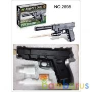 Пистолет с лазер. прицелом, с глушителем, с пульками P2698B-1 в кор. в кор.96шт | фото №0