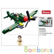 Конструктор пласт. самолет с фигуркой, 170дет. в русс. кор. в кор.60шт | фото №0