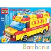 Конструктор машина СЛУЖБЫ спасения (свет, звук, инерция), 68 дет. Город мастеров в кор.2*48шт | фото №0