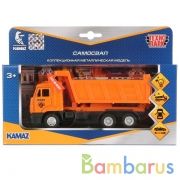 МАШИНА "ТЕХНОПАРК" МЕТАЛЛ. ИНЕРЦ. КАМАЗ  САМОСВАЛ 17СМ, СВЕТ+ЗВУК В РУСС. КОР. в кор.2*24шт | фото №0