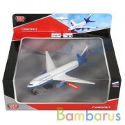 САМОЛЕТ "ТЕХНОПАРК" МЕТАЛЛ. ИНЕРЦ. СВЕТ+ЗВУК В РУСС. КОР. в кор.2*24шт | фото №0