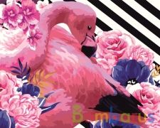 РИСОВАНИЕ ПО НОМЕРАМ НА ХОЛСТЕ, ЦВЕТОЧНЫЙ ФЛАМИНГО, РАЗМЕР 40*50 в кор.22шт | фото №0