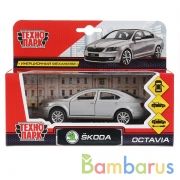 Машина металл SKODA OCTAVIA длина 12 см, двери, багаж, серебристый, кор. Технопарк в кор.2*36шт | фото №0